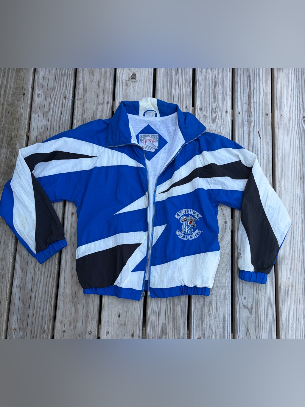 Vintage Kentucky Wildcats Jacket Mens Small Nylon Basketball Genuine Stuff Flaw